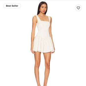 WE WORE WHAT NWT corset peplum satin mini dress in ecru